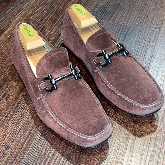SALVATORE FERRAGAMO SUEDE DRIVING LOAFERS MOCCASINS - Picture 4 of 11